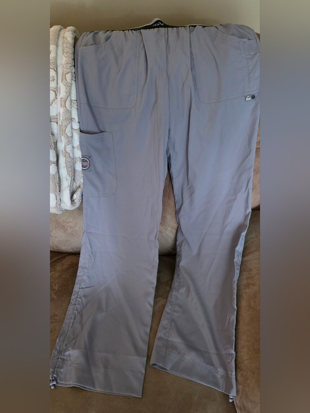 koi Lite Womens Cargo Scrub Pants in Light Gray